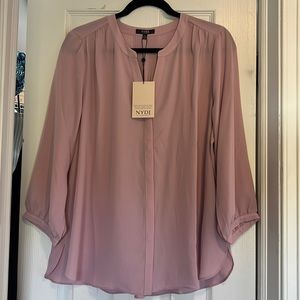 NYDJ pintuck blouse in dawn pink size L